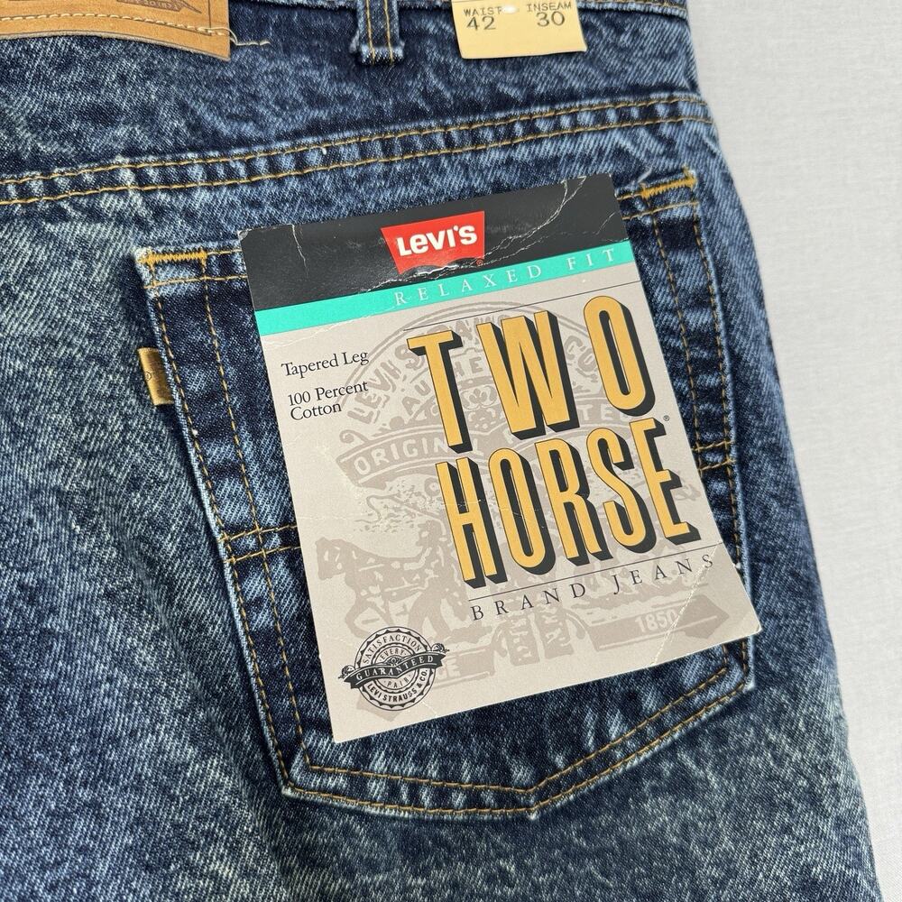 Vintage Levi's Mens Jeans 42x30 Blue Cotton Tapered Leg Deadstock Made in USA - Picture 13 of 16
